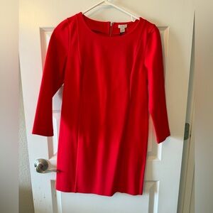 J. Crew Vibrant Red Long Sleeve Dress